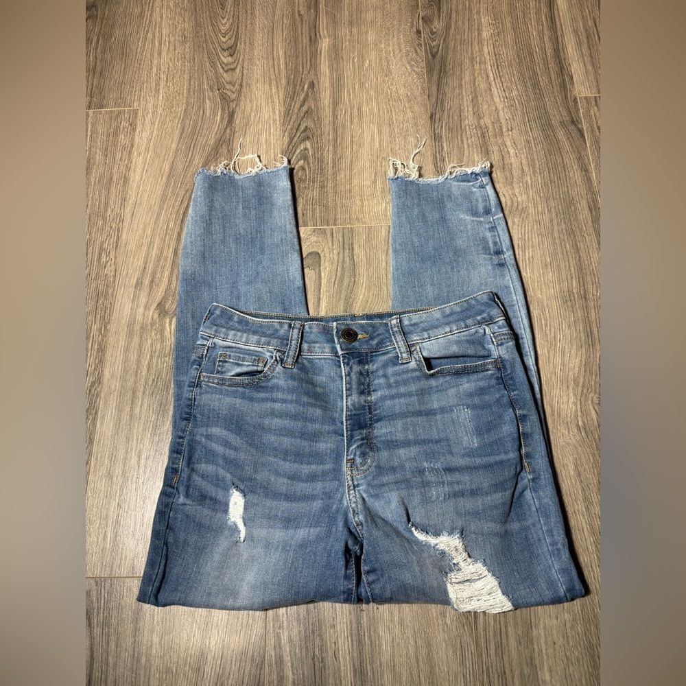 Sol Distressed High Rise Crop Blue Jeans EPC Size 7 Excellent Preloved Condition